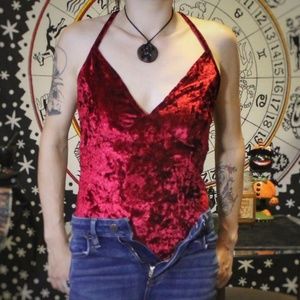 Velvet red body suit top